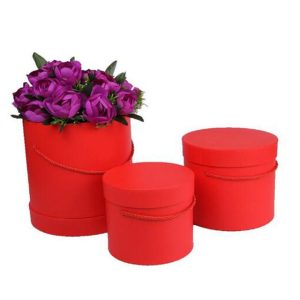 картонная круглая цветочная коробка подарочная красная упаковка роскошная бумажная трубка